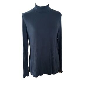 Tahari NWT Long Sleeve Mock Turtleneck Jersey Womans Sz L Black